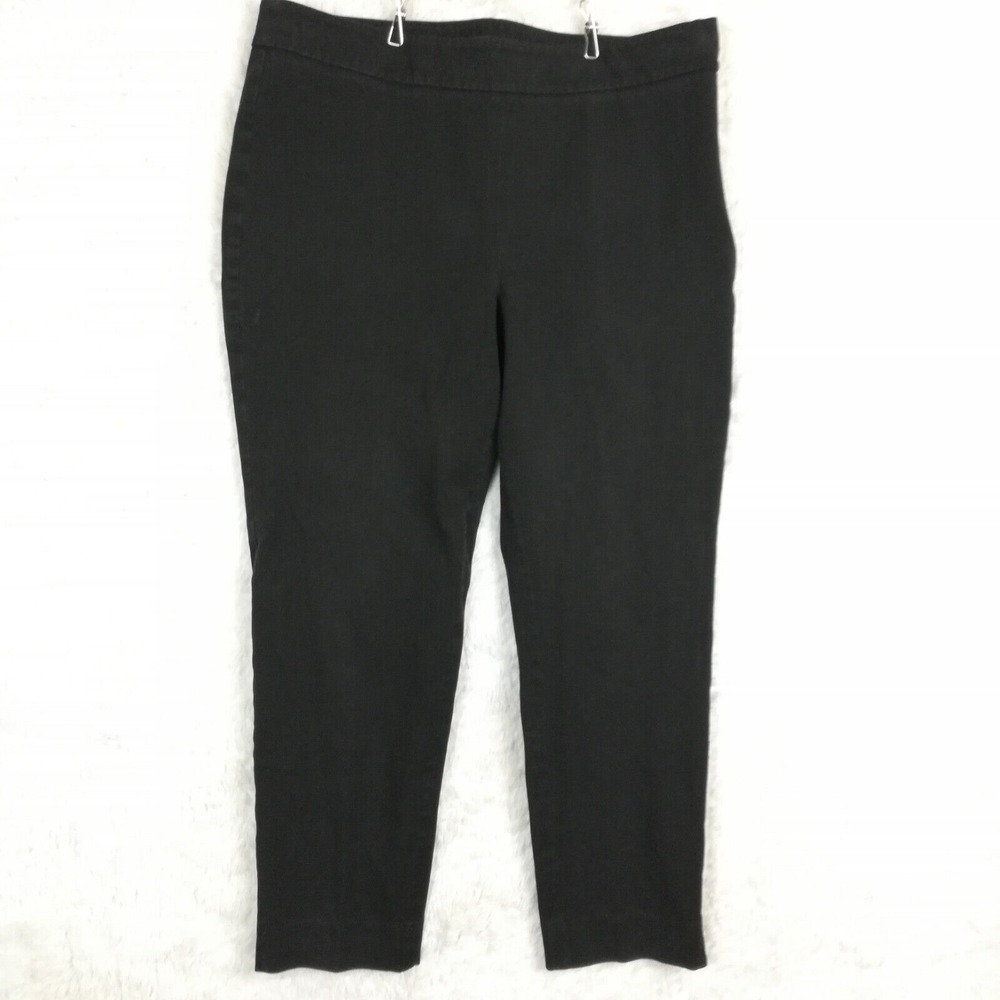 Talbots Womens Pants Chatham Ankle Black High Rise Split Hem Plus 16